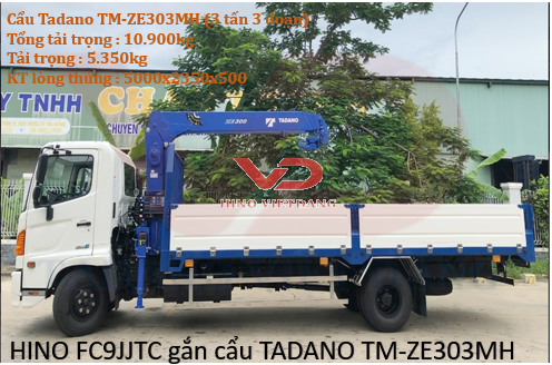 Xe cẩu tự hành Hino 5 tấn FC9JJTC gắn cẩu Tadano TM-ZE303MH (3tấn 3 đốt)