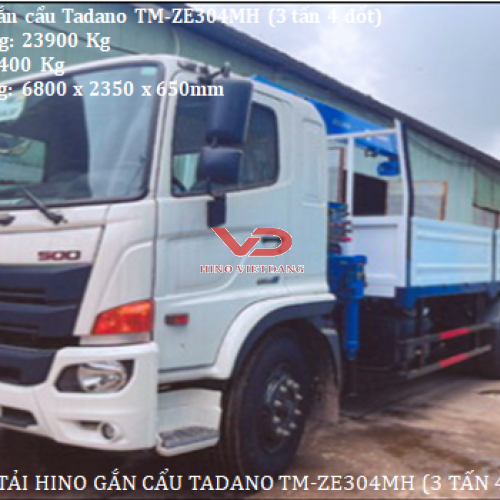 Xe cẩu Hino 13,5 tấn FL gắn cẩu Tadano TM-ZE304MH (3 tấn 4 đốt)